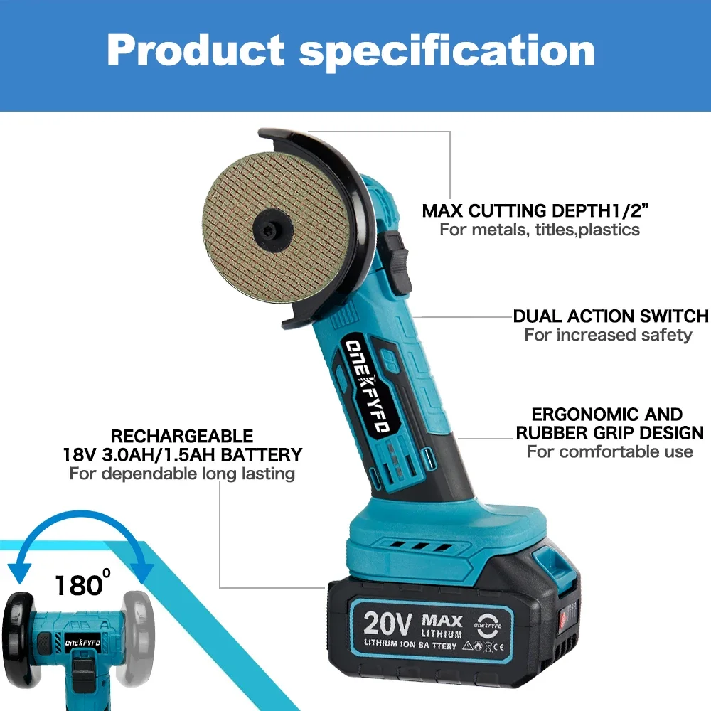 Бесщеточная мини-3-дюймовая угловая шлифовальная машина 76 мм полировальный