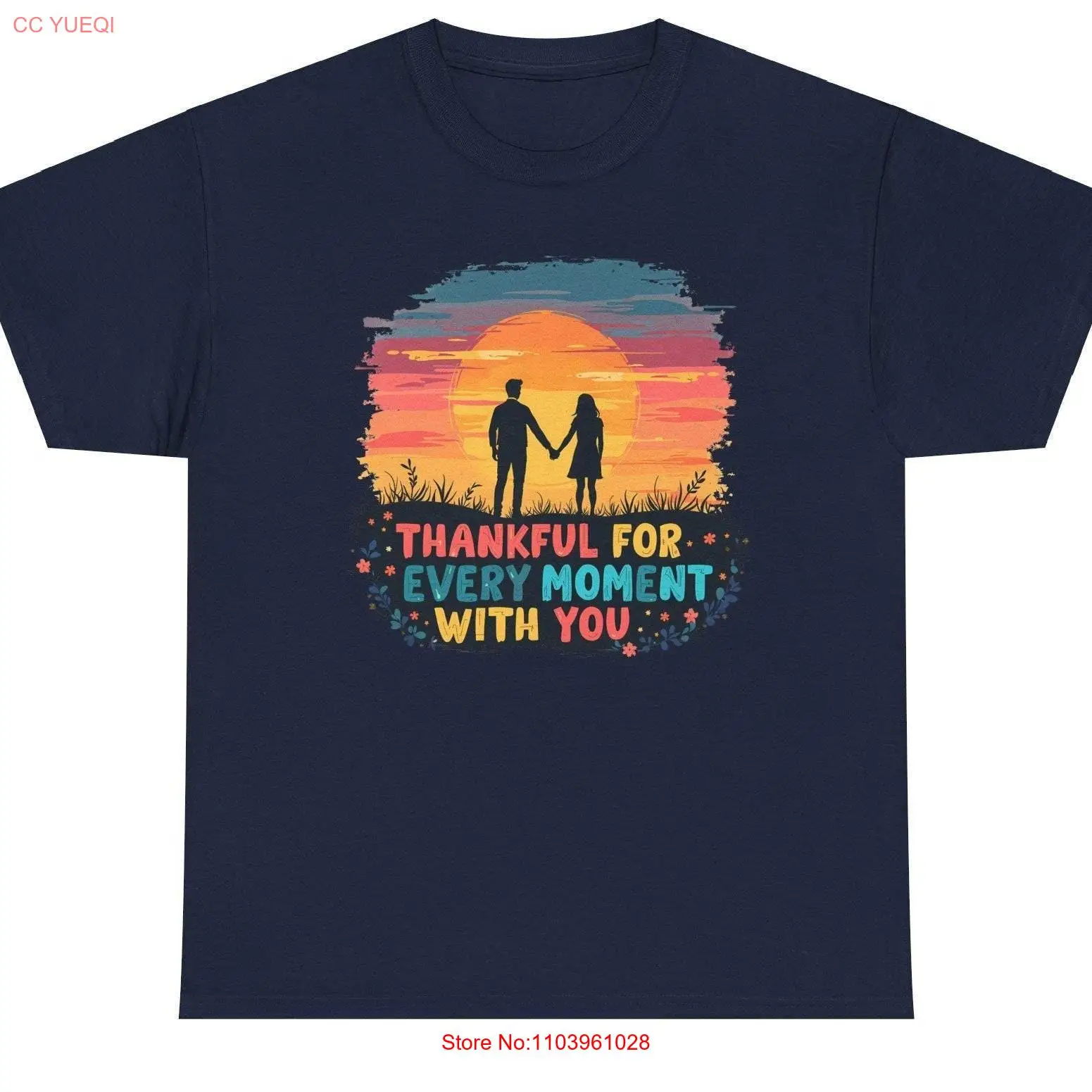 Благодарно на каждый момент с тобой Lover Tshitr Футболка из плотного хлопка Spouse's