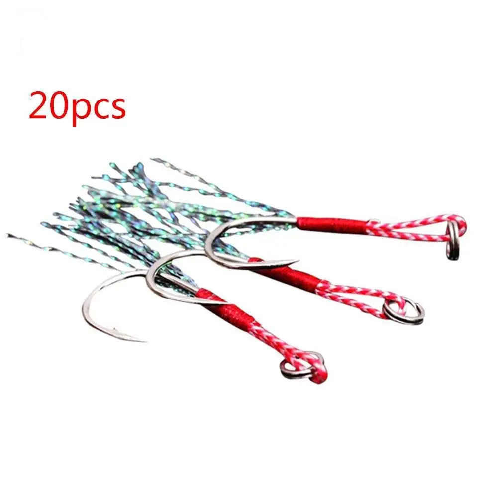 

10Pairs Fishing Lure Slow Jigging Fishing Cast Jigs Assist Hook Barbed Single Jig Hooks Thread Feather Pesca Fish Lure Wholesale