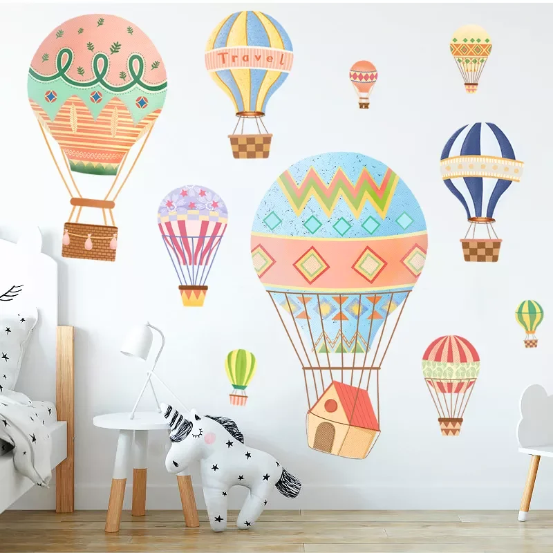 

Hot Cartoon Hot Air Balloon Wall Stickers Animals Kids room Baby Nursery Room Decoration Wall Decals Eco-friendly Art Vinyl Mura