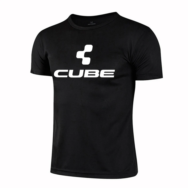 

CUBE Summer Breathable Mesh T-shirts Men Sportswear Stretch Sweat Tees Male Plus Size Fashion Print Workout Gym Fashion T Shirt