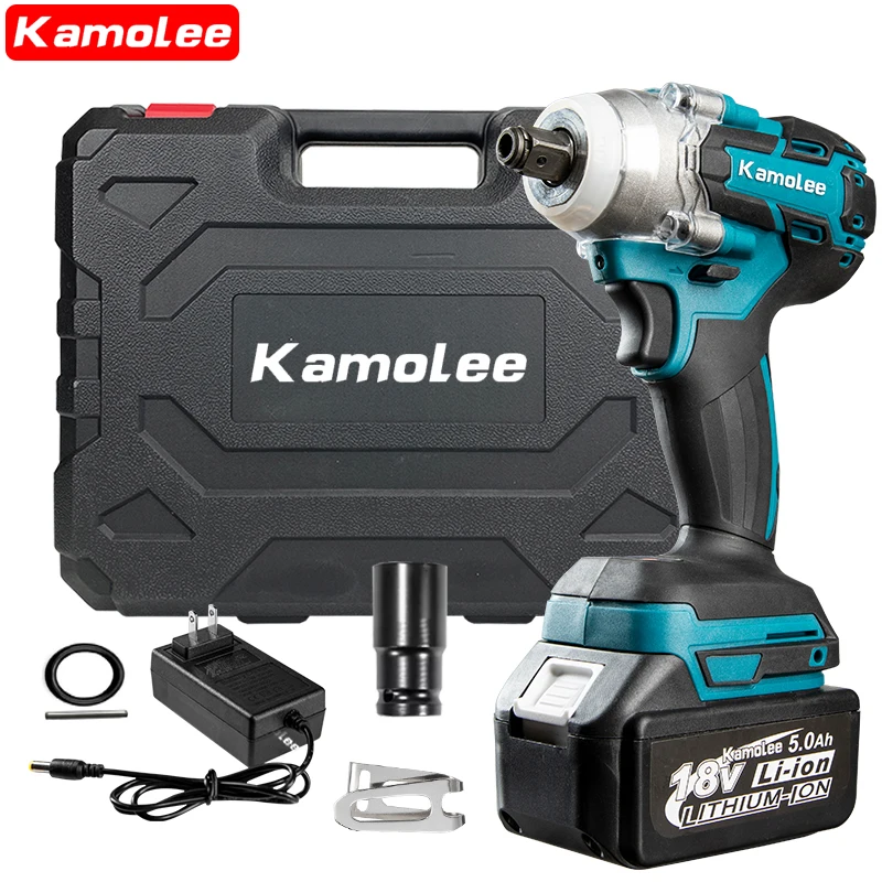 Гайковерт Kamolee инструмент 1/2 нм с высоким крутящим моментом, бесщеточный, 1/4 и дюйма, ударный гайковерт DTW285 (1 батарейка + ящик для инструментов)