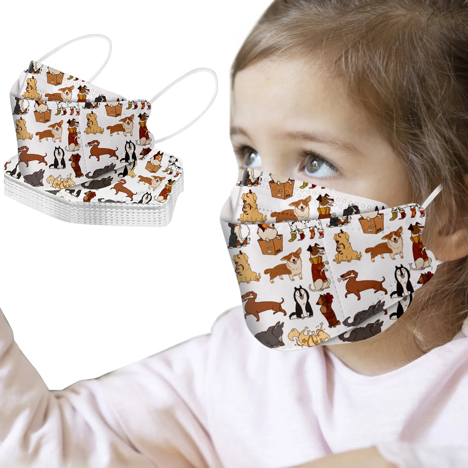 10 шт. kf94маска детская Корейская маска на лицо с рыбками собакой кошкой Мультяшные