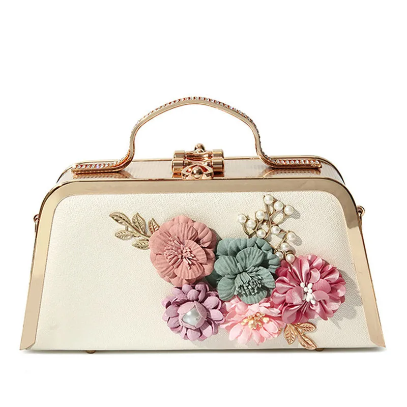 

Fashion Box 3D Flower Women Evening Bag Designer Handbags Luxury Acrylic Chains Shoulder Crossbody Bags Lady Party Clutch Purses