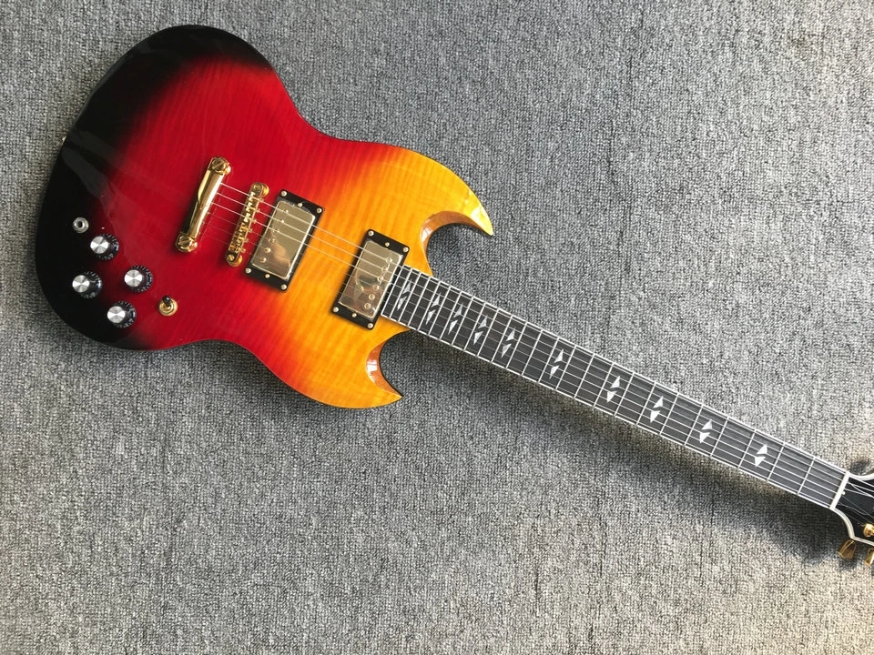 

custom shop electric guitar with flamed maple top pastive pickups milt- color color sg guitar Guitars guitarra