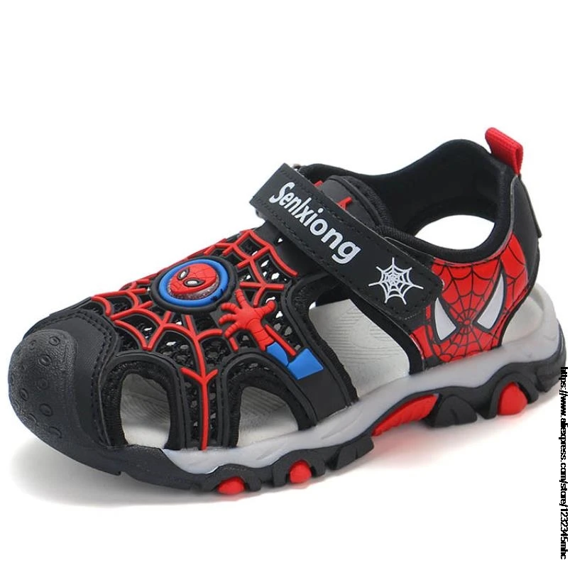 SpiderMan Summer Boys Sandals Kids Aqua Sport Sandals Soft Non-slip Toddler Infant Shoes Children Outdoor Beach Water Shoes 
