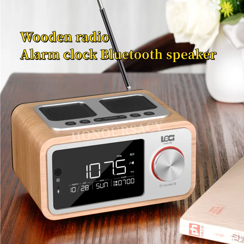 Домашний студийный будильник, FM-радио, звуковая панель, стерео, бас, сабвуфер, ретро, беспроводные, Маленькая деревянная портативная карта, Bluetooth-динамик