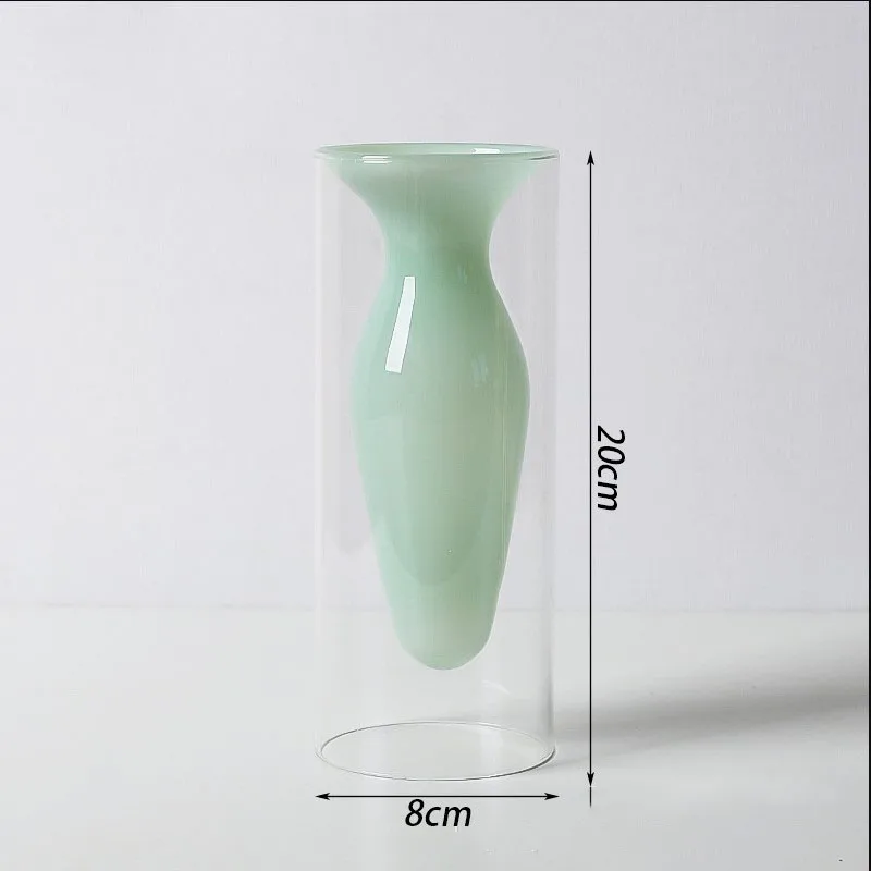 Double Glass Vase Home Decor Room Decor Modern Wedding Decoration Accessories Hydroponic Plant Glass Container Desktop Crafts images - 6