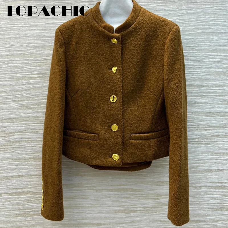 11.3 TOPACHIC-Женская высококачественная твидовая куртка с воротником-стойкой модная