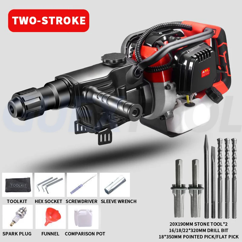 

Четырехтактное бензиновое молотковое бурение 52CC портативный бурильный молоток Подходит для карьеров / расчистки дорог / дробления бетона / гидроустановки