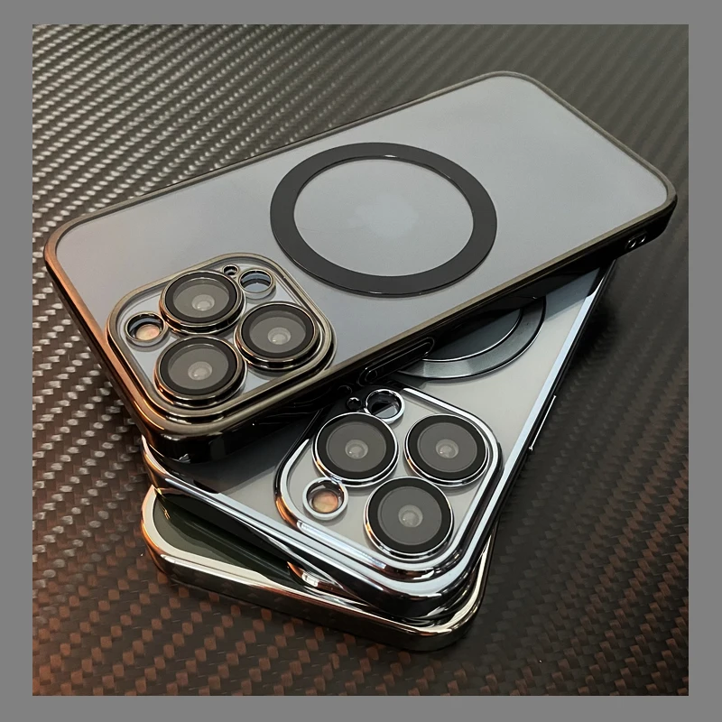 

Luxury For Magsafe Transparent Silicone Magnetic Case For iPhone 14 Plus 13 12 11 Pro Max With Speaker Dust Filter Phone Cover
