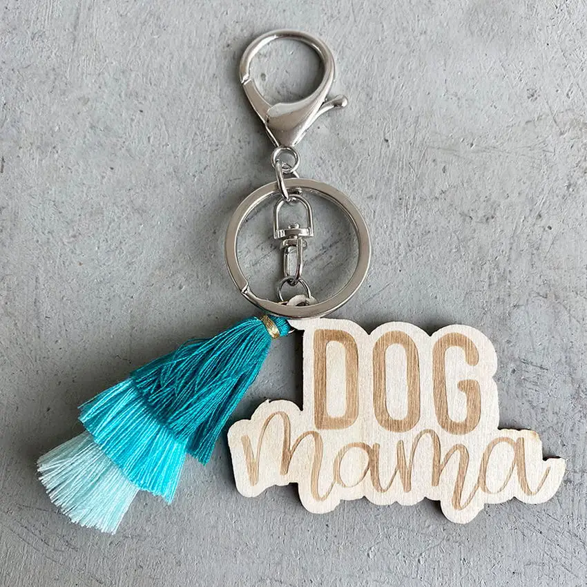 Женский брелок для ключей Dog MAMA трехслойный с кисточками из хлопка в несколько