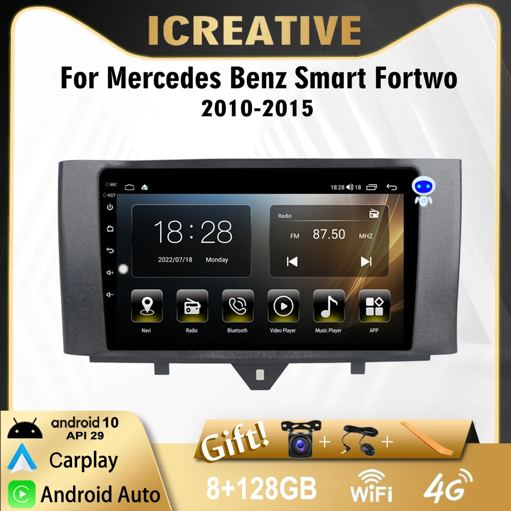 

9’’ 2 Din For Mercedes Benz Smart Fortwo 2010-2015 Android 4G Carplay Car Radio WIFI GPS Navigation FM Car Multimedia Player