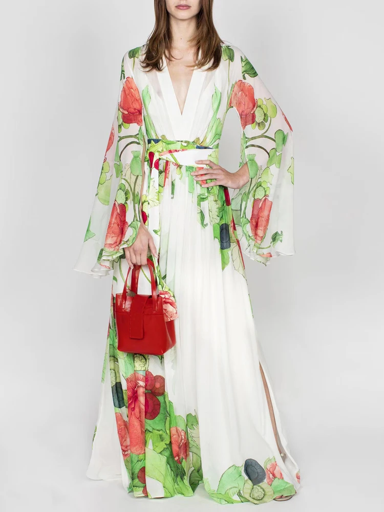 

Женское богемное платье миди, дизайнерское Элегантное повседневное платье с длинным рукавом и великолепным принтом для вечерние, весна-лет...