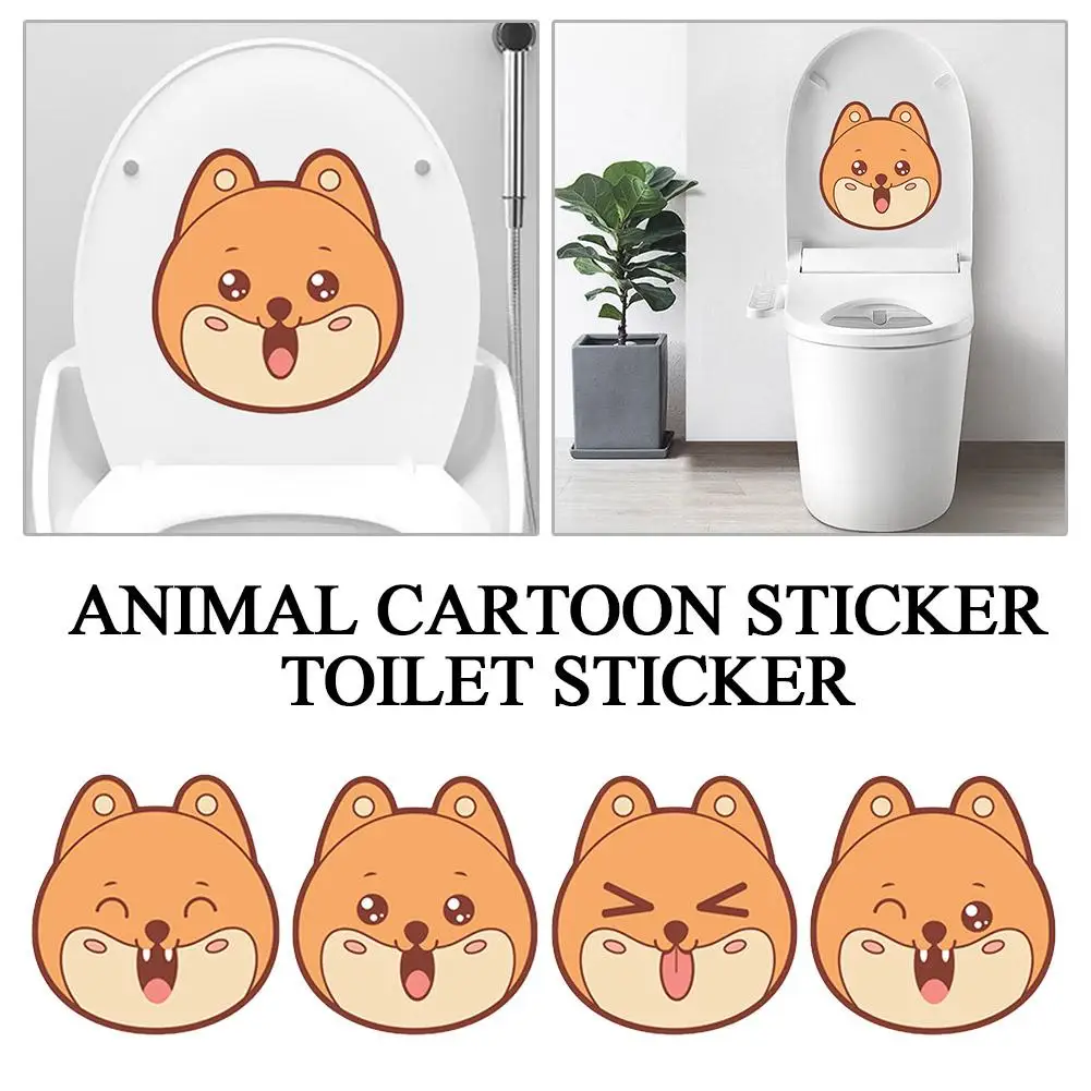 

Cute Animal Cartoon Sticker Toilet Sticker Wall Stickers Animal Wc Accessories Fun For Home Bath Room Decoration F9G0