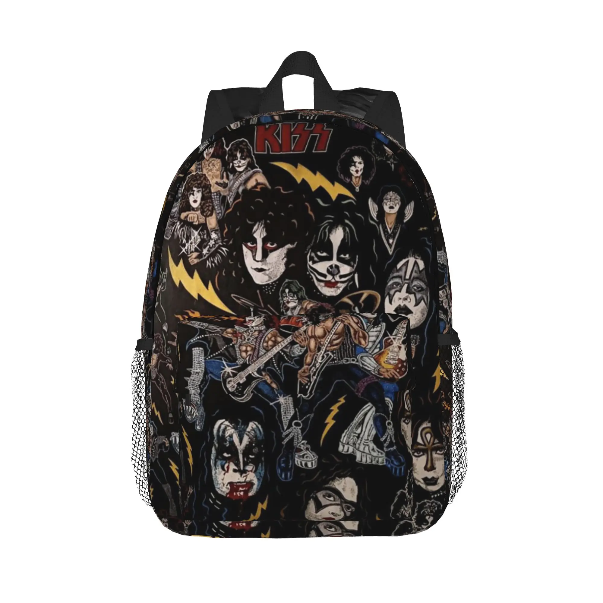 Фото Рюкзак Heavy Metal Rock Music Band Kiss, хит продаж, вместительный, для мальчиков и девочек, школьный ранец, сумка через плечо для мужчин и женщин №1