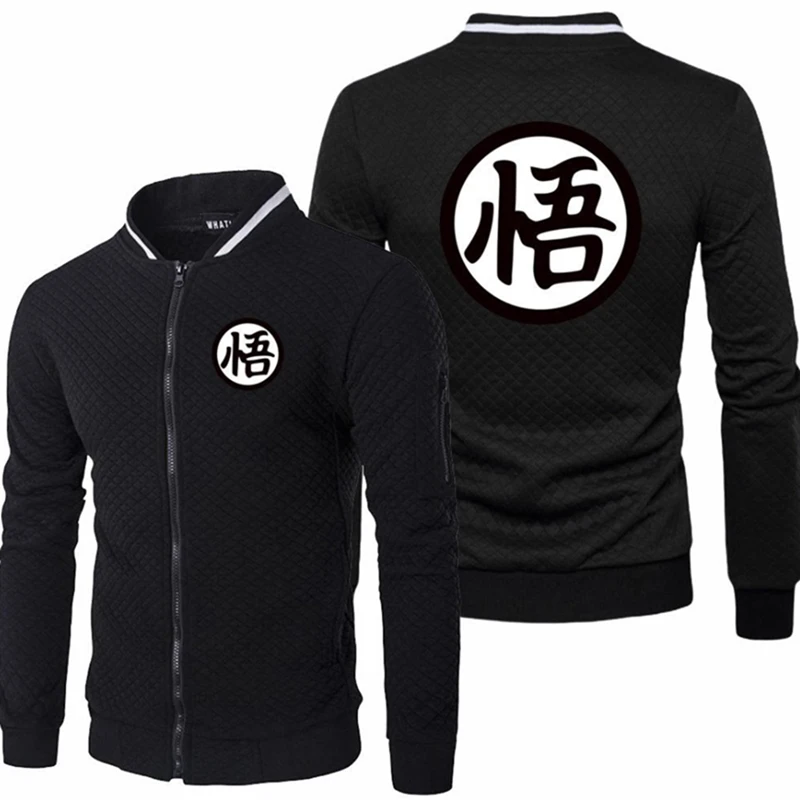 

Jacket Men Anime for GOKU Car Logo Print Casual HipHop Harajuku Gradient High Quality Cotton Men's baseball jacket Sweatshirt