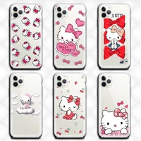 lovely hello kitty phone case clear for iphone 13 12 11 pro max mini xs 8 7 plus x se 2020 xr cover