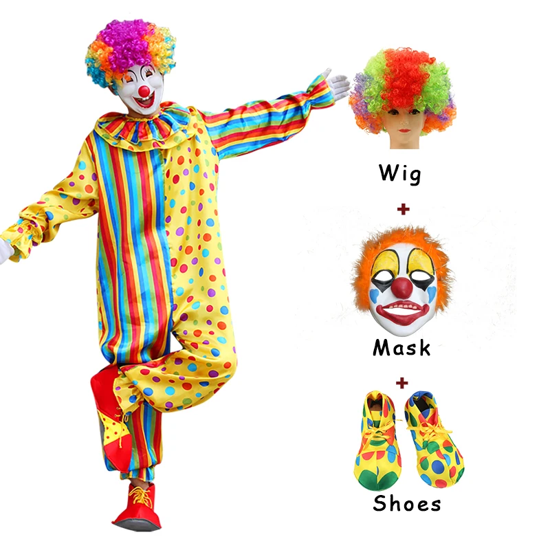 

Funny Clown Costume For Adult Circus Outfit Fancy Dress Up Joker Costume Masqurade Party New Year Festival Dress