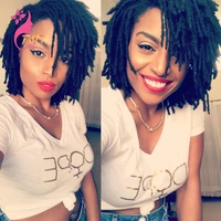 synthetic hair braided wigs dreadlock hair wig for black women afro curly short african synthetic dreadlocks wig machine made
