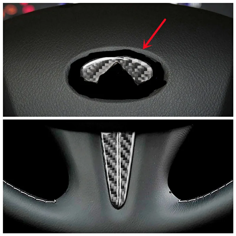 Купи Carbon Fiber Stickers Car Steering Wheel Modification Cover Trim Strips For Infiniti Q50 Q60 Car Styling Inner Accessories за 410 рублей в магазине AliExpress