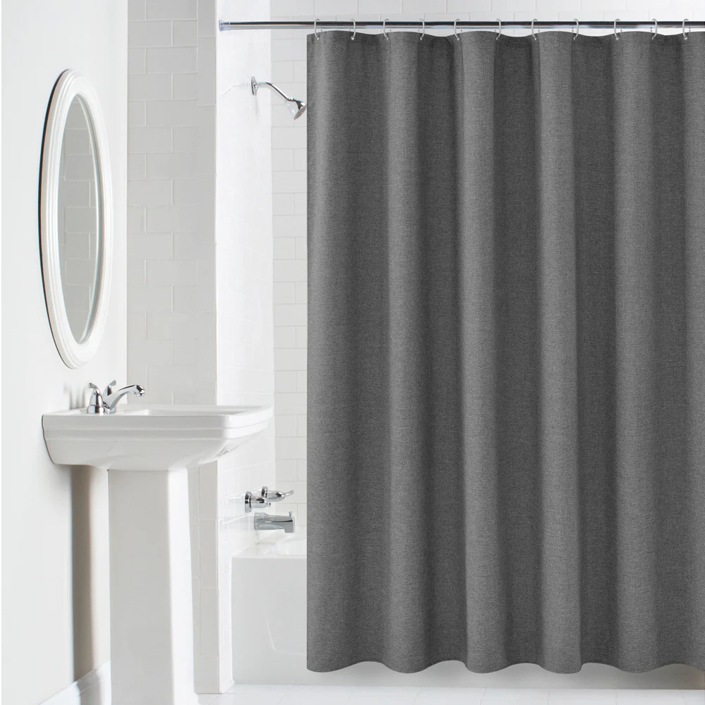 k water shower curtain elegant thicken grey imitation linen polyester waterproof for bathroom with hooks japanese 220cm wh free global shipping