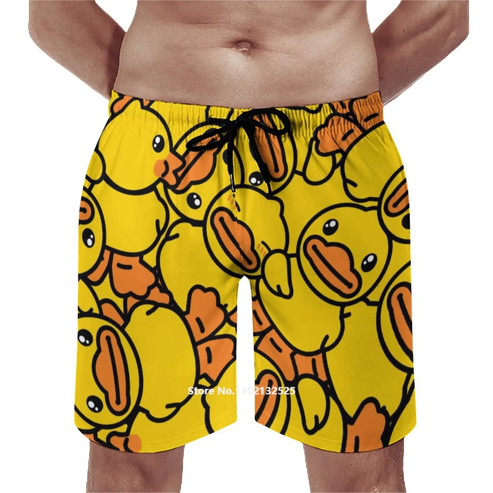 

Забавные маленькие желтые утки мужские шорты с принтом Счастливого Рождества Санта быстросохнущие пляжные брюки для мальчиков с карманами