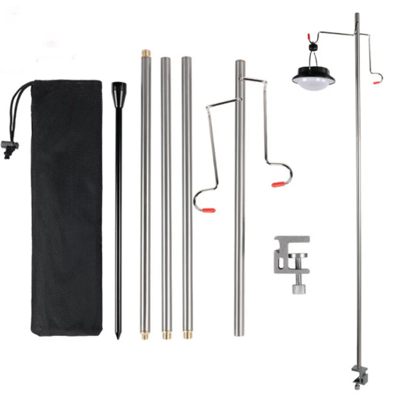 

Outdoor Camping Lantern Stand In Ground and Table Use Hiking Foldable Lamp Post Pole Portable Hanging Light Fixing Stand Holder