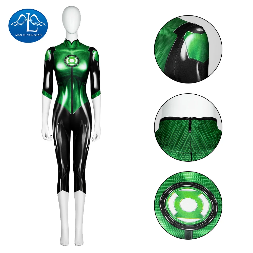 MANLUYUNXIAO New Lantern G.L Cosplay Adults Green Superhero Halloween Bodysuit Anime G.L Cosplay Suit 여성 의상