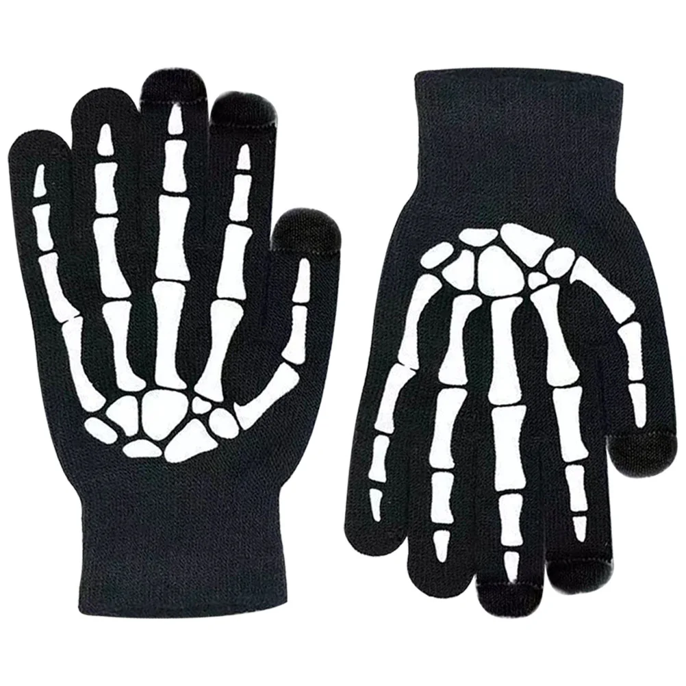 

Outdoor Riding Gloves Winter Warm Party Favors Halloween Bone Simulation Novelty Full Finger Decorative