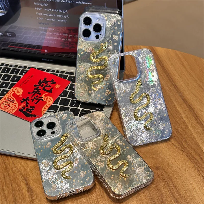 3D модный чехол для телефона с золотой змеей Oppo Reno13 Reno12 Reno11 Reno 10 8 7 6 Z F T Pro 4G 5G задняя