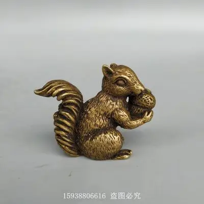 

Exquisite Antique Brass Solid Pure Copper Squirrel Tea Pet Ornament