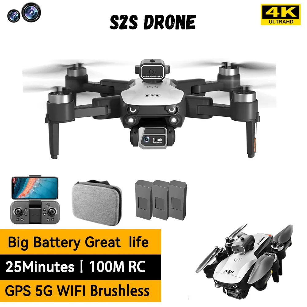 

Brushless Drone S2s Ultra-long-endurance Quad-axis Aerial Remote Control Aircraft Optical Flow Dual-lens Positioning Toys