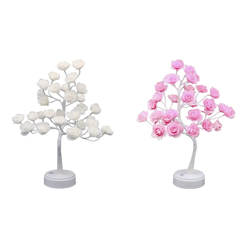 

Fashionrose Tree Lamp USB Battery Powered Rose Night Light Desktop Rose Flower Tree Light For Wedding Home Bedroom