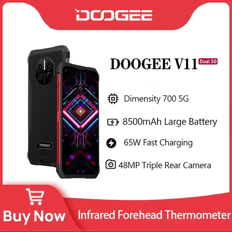 Телефон DOOGEE V11 с двойной планкой 6 39 дюйма инфракрасный термометр для лба основная