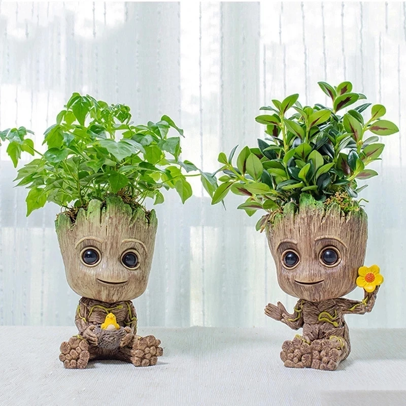 

Cute Marvel Groot Mini Figure Pen Holder Flower Pot Anime Avengers Toys Action Figure Sitting Groots Christmas Kids Toys Gifts