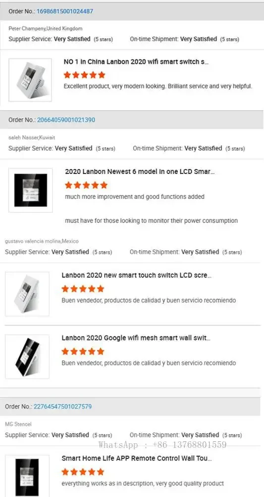 Умный выключатель Lanbon L8 подходит для гостиничного проекта настенный с Wi-Fi и