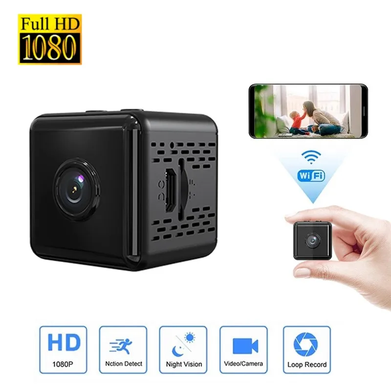 

Беспроводная мини-камера видеонаблюдения с ночным видением, Wi-Fi, 1080P