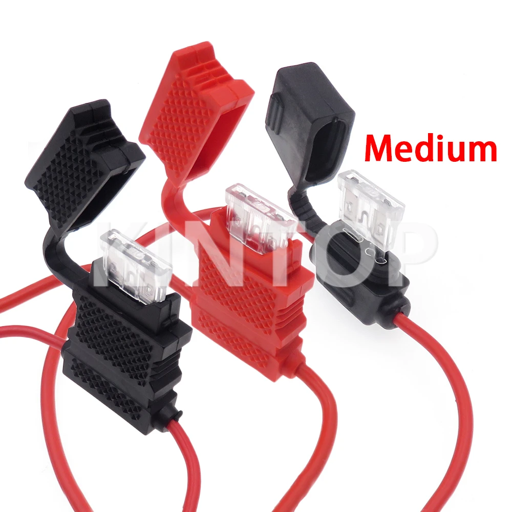 

1 Set Medium Size Auto Waterproof Fuse Holder 14AWG 17AWG Middle Car Blade Fuse Box In-line AWG Wire Copper