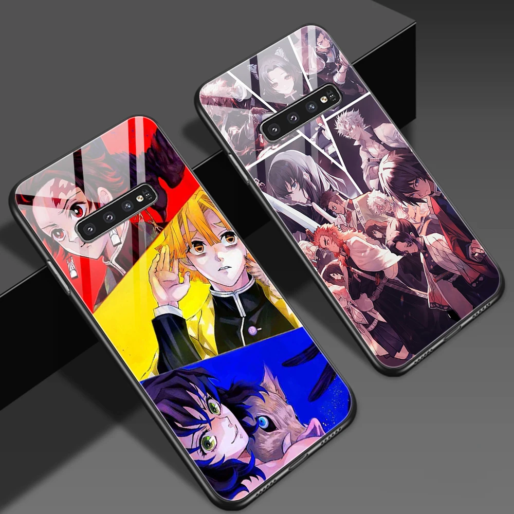 

Japan Anime Demon Slayer Kamado Tanjirou Nezuko Glass Case for Samsung Galaxy S21 S20 FE Ultra S10e S10 S9 Plus Note 20 10 Lite