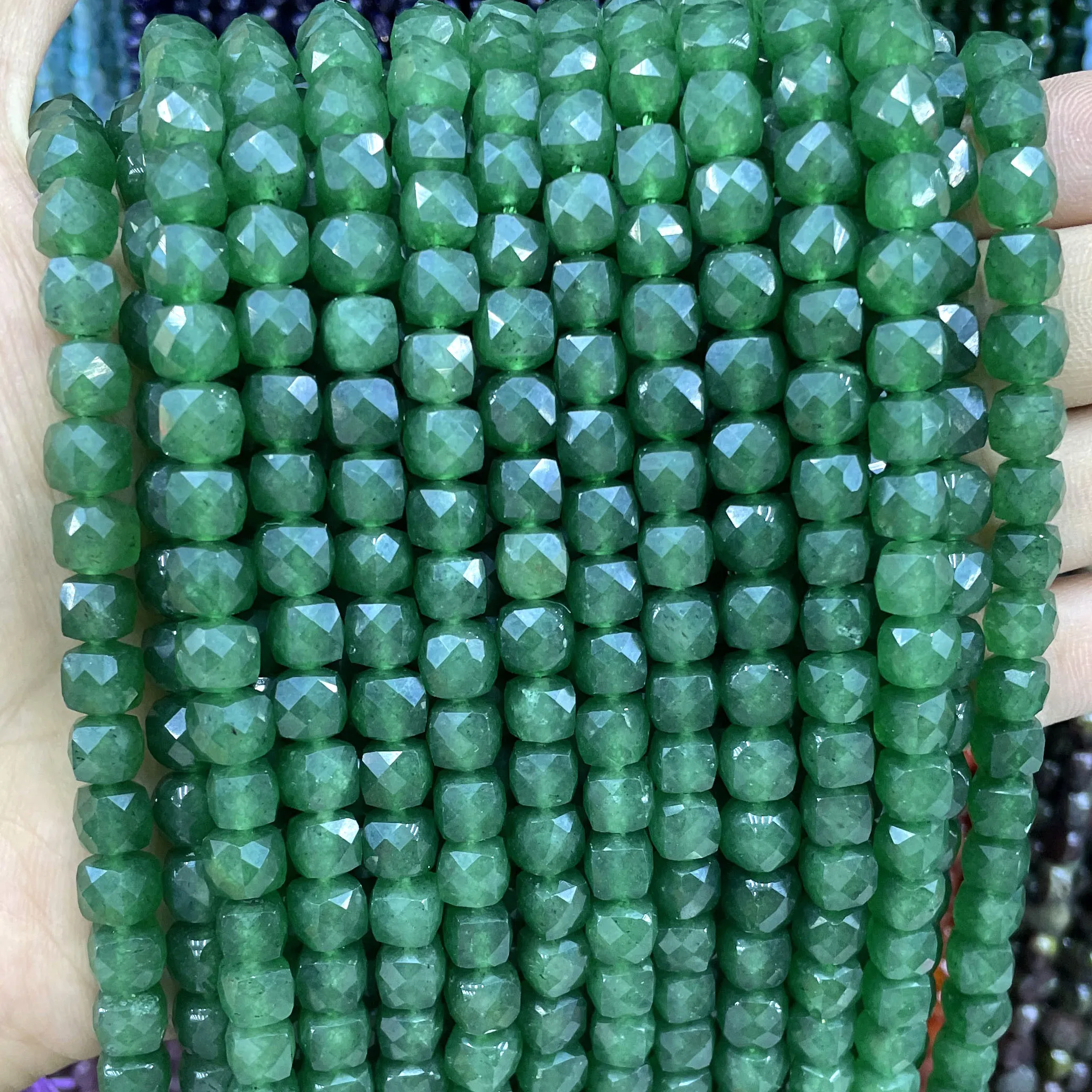 Бусины Из Натурального халцедона и изумруда 7-8 мм