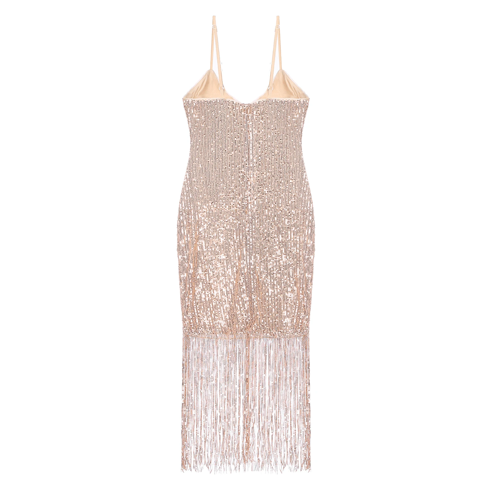 Womens Sequin Tassel Dress Sexy V Neck Side Slit Bodycon Dresses for Woman Prom Gown Cocktail Party Clubwear Vestido De Fiesta