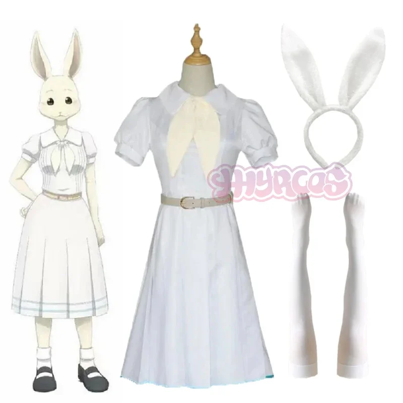Аниме Cos BEASTARS Хару Кролик Костюмы для косплея с короткими рукавами Носки ушей