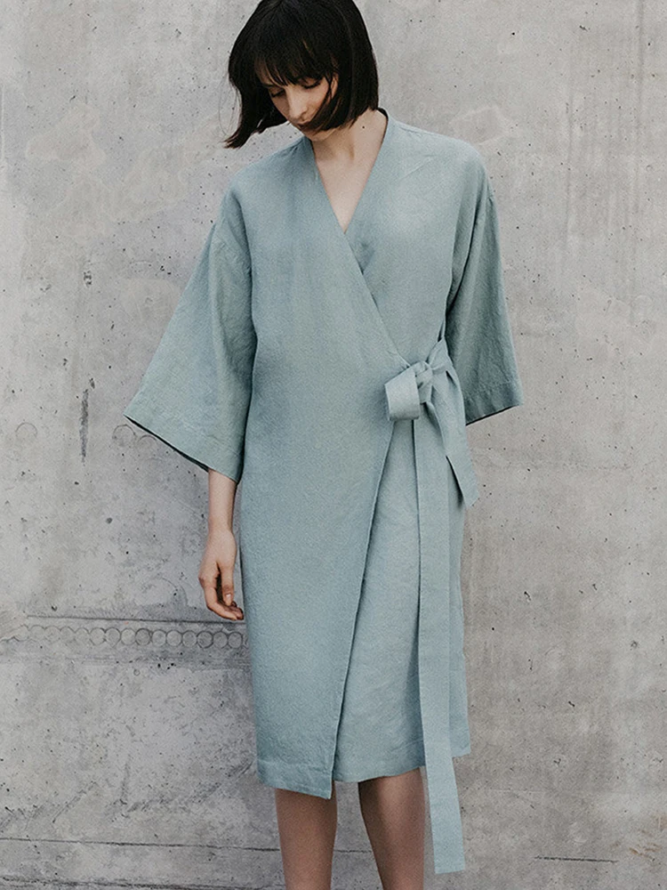 

Халат Linad женский хлопковый с рукавом 2022 и шнуровкой, свободный