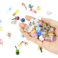 10pcsbox wishing bottle color glitter small star round crystal glass pendant necklace hair rope earrings diy craft accessories