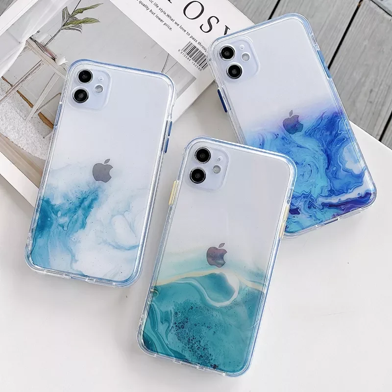 

Luxury Marble Transparent Phone For iPhone 11 12 Pro 13 XS Max X XR 7 8 Plus SE 2020 Soft Silicone Shockproof Cover