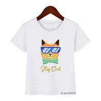 t shirt for boysgirls with cute cat wearing sunglasses and wild childrens clothing tshirt cute boys girls universal clothes
