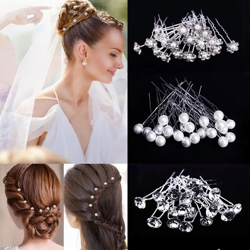 

Accessories Crystal Pearl Hairpin Bridal Tiara Bridal Hairpin Bride Headpiece U Shaped Hair Clip Flower Hairpin Stick