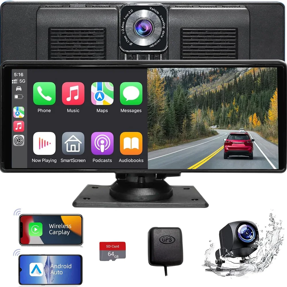 10 26 ''Беспроводная Автомобильная стерео камера Carplay 4K Dash Cam Беспроводная Android