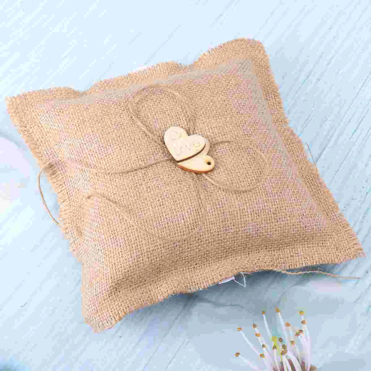 

Ring Bearer Pillow Wedding Burlap Pillows Cushion Set Basket Girl Flower Barrier Signs Lace Vintage Sign Bridal Marriage